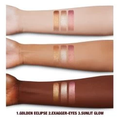 BRIGHTER, MESMERISING EYES KIT -Fashion Cosmetics Shop Labelled Arm Swatch of new shades Sunlit Glow